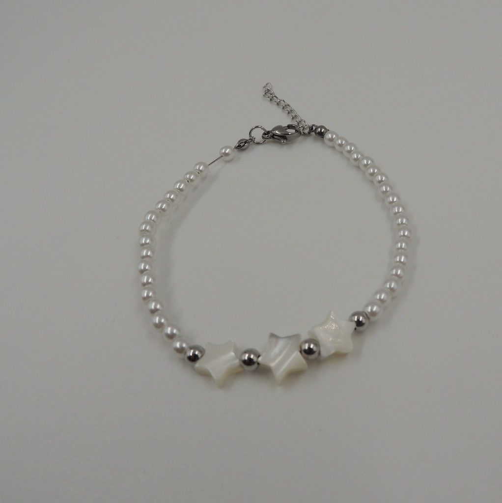 Pulsera acero con perlas