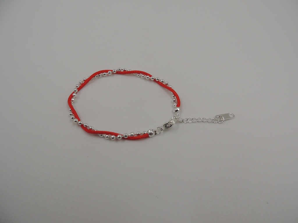 Pulsera acero blanco hilo rojo