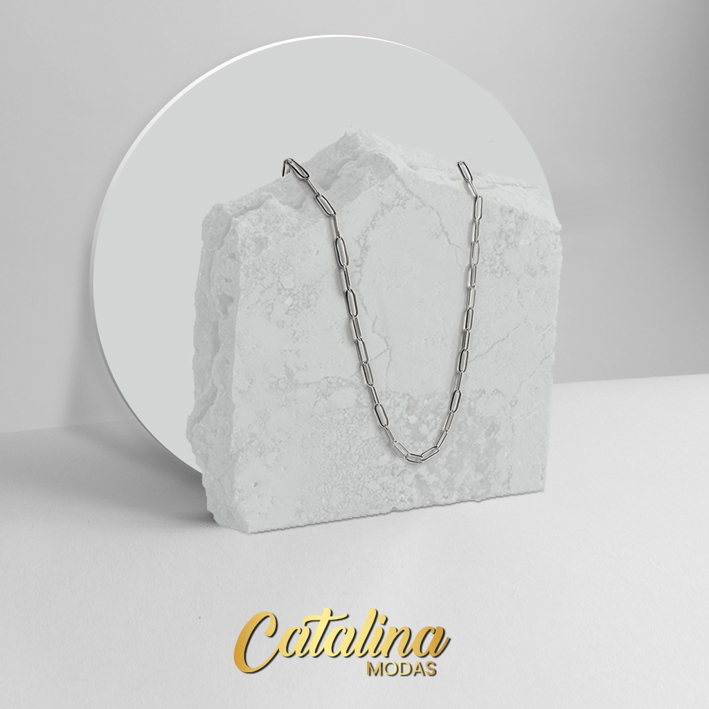 Cadena de acero blanco larga
