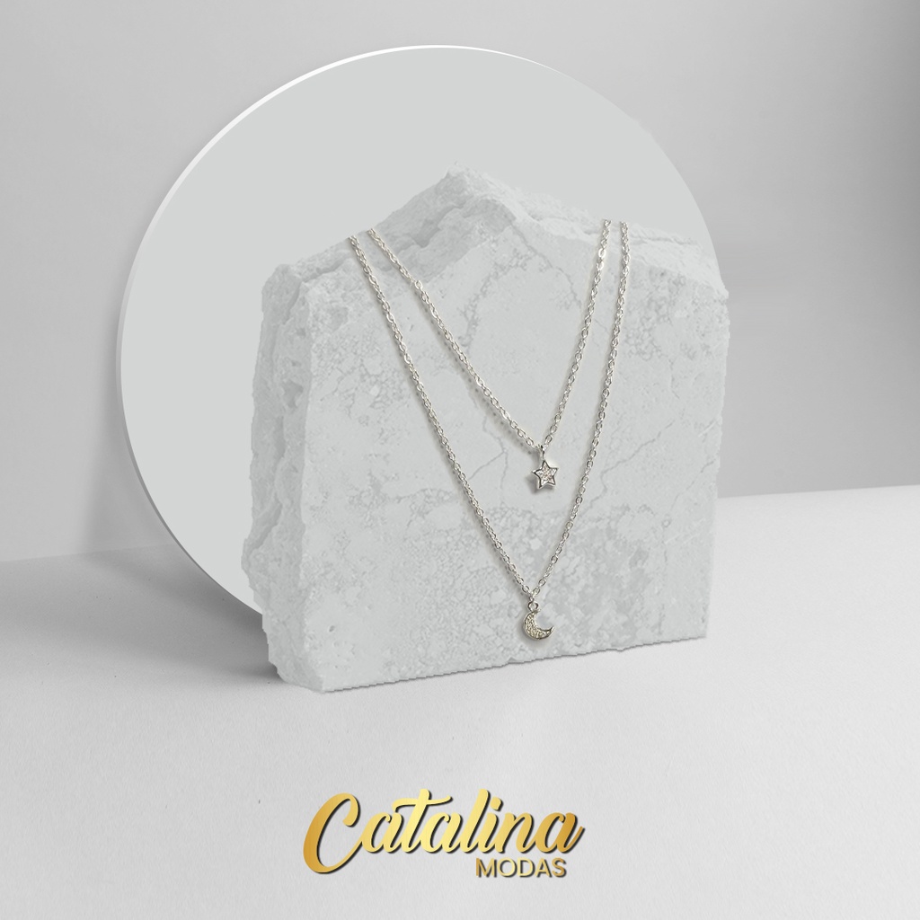 Cadena doble de acero blanco