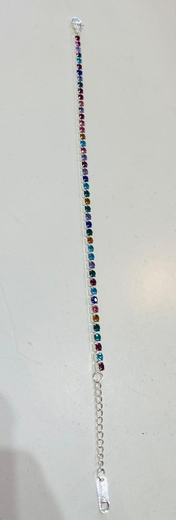 Pulsera acero blanco con strass multicolor