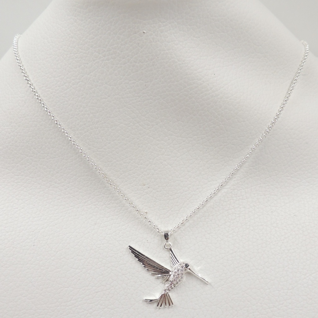 Cadena acero blanco dije colibrí