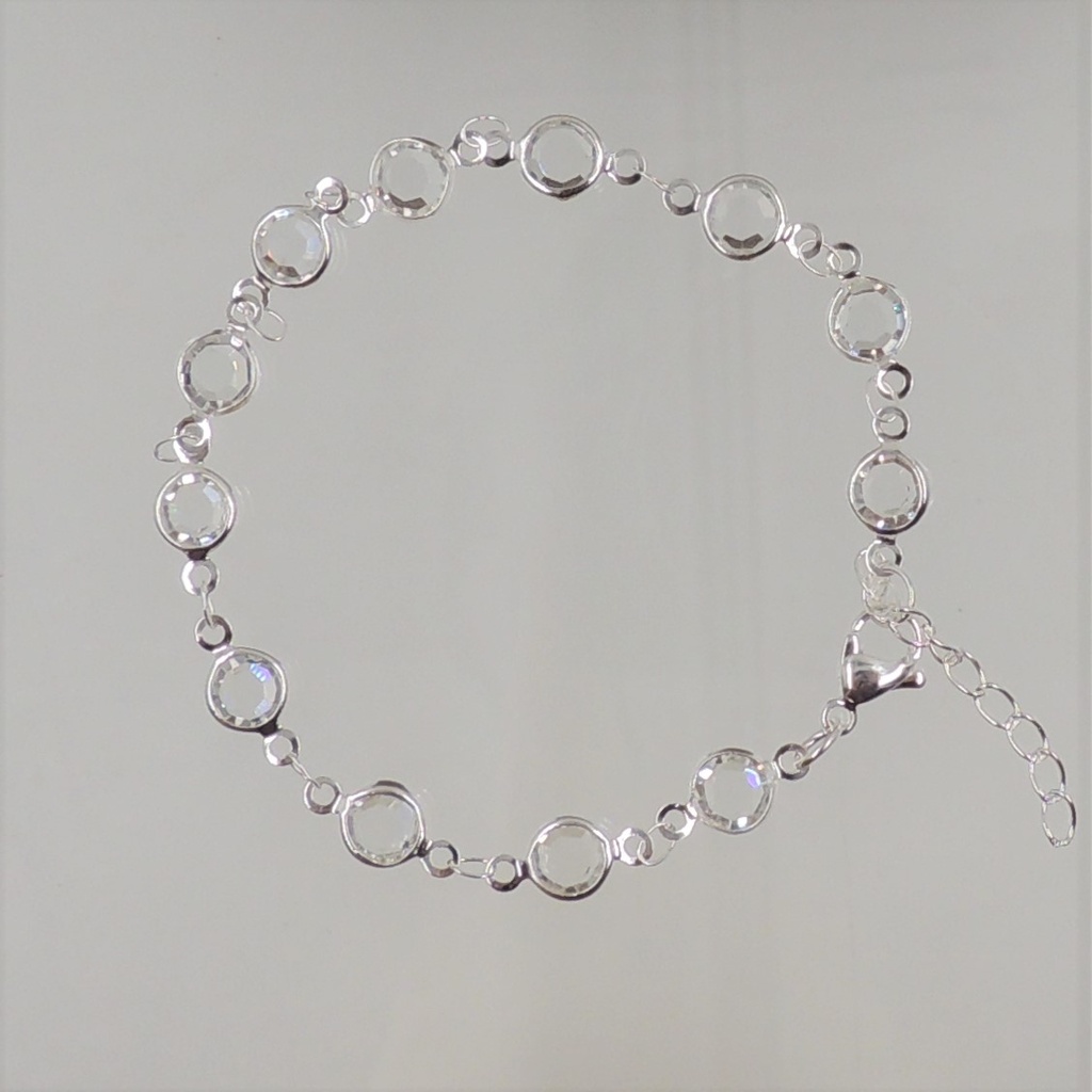 Pulsera acero blanco con strass intercalado