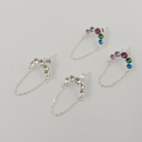 Aro pasante acero blanco strass y cadena