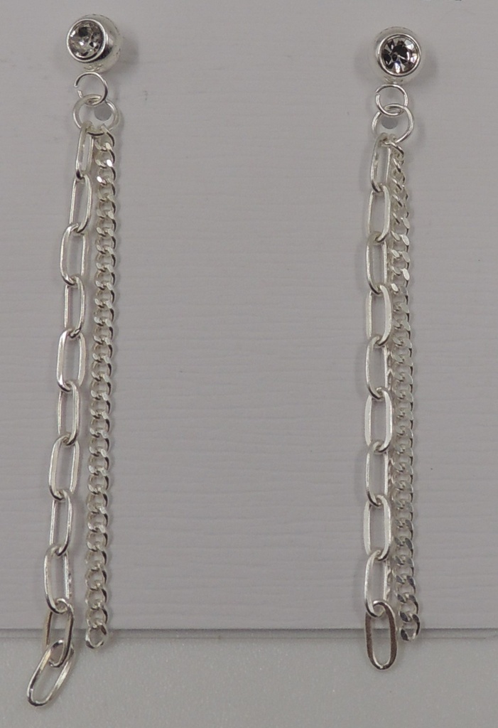 Aro acero blanco con colgante y strass