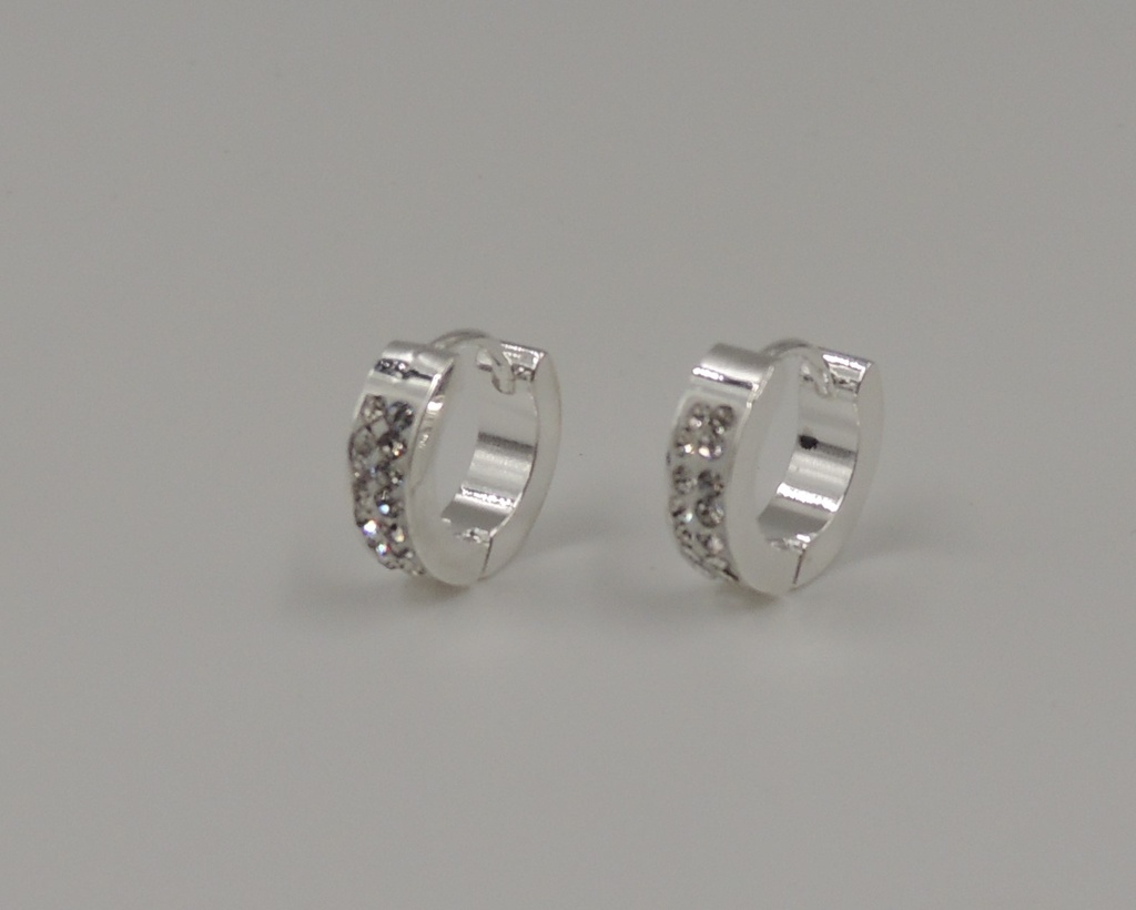 Aro acero blanco argolla con strass
