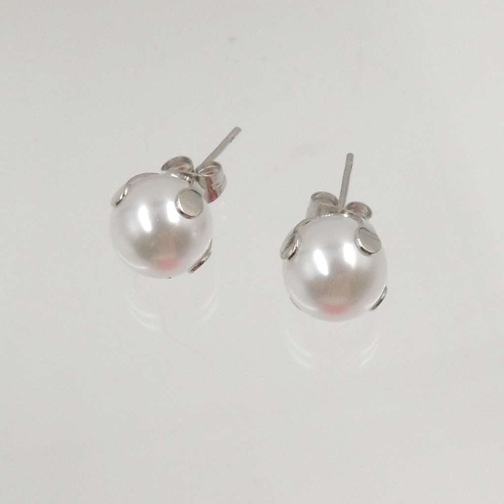 aro acero perla engarzada por par