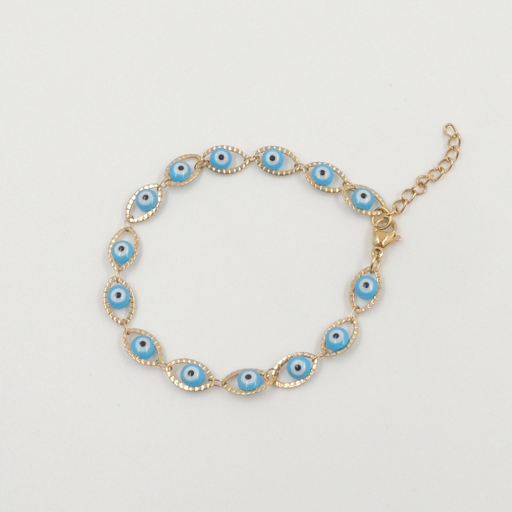 Pulsera acero dorado con dije ojo