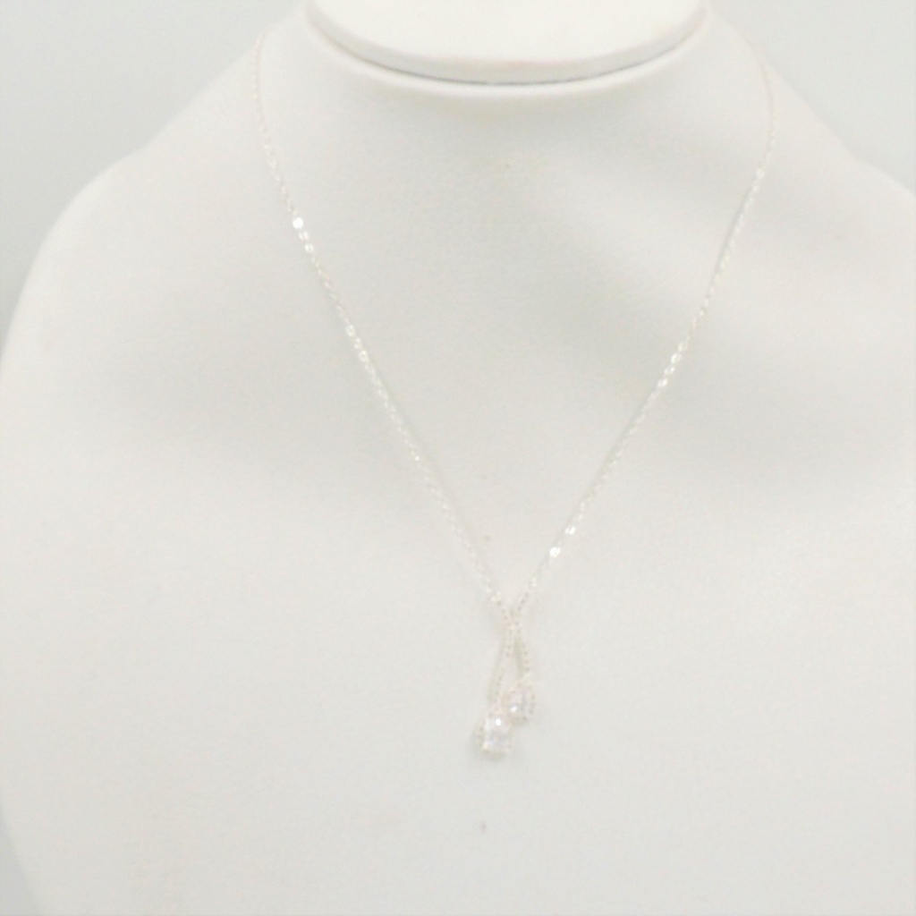 Cadena acero blanco con dije bronce cubic micropave