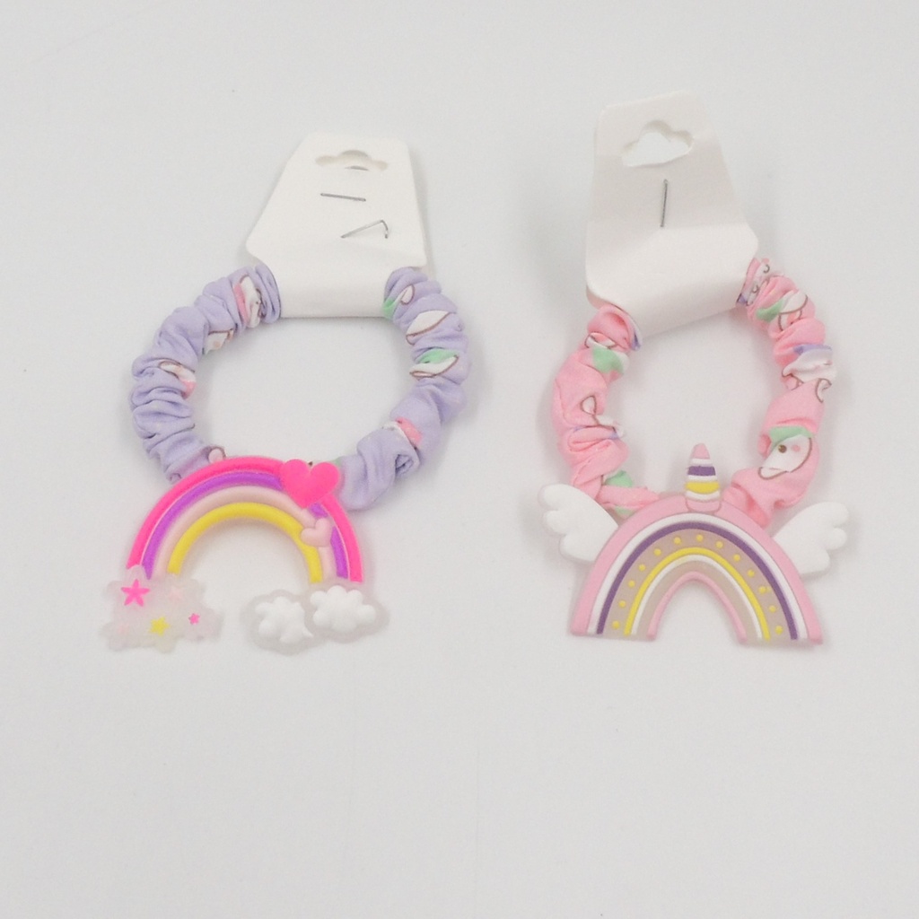 Colita de tela con aplique de arco iris