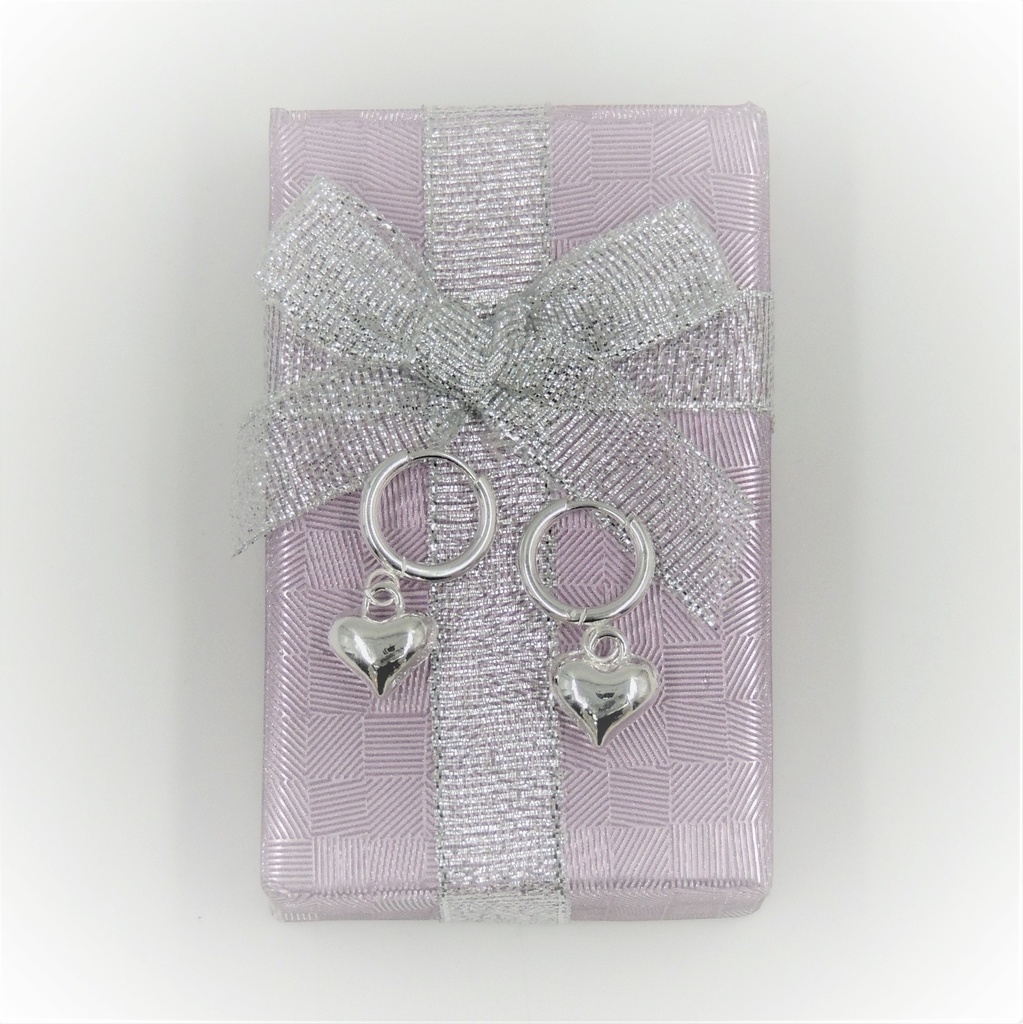 Aro acero blanco argolla con dije de corazón