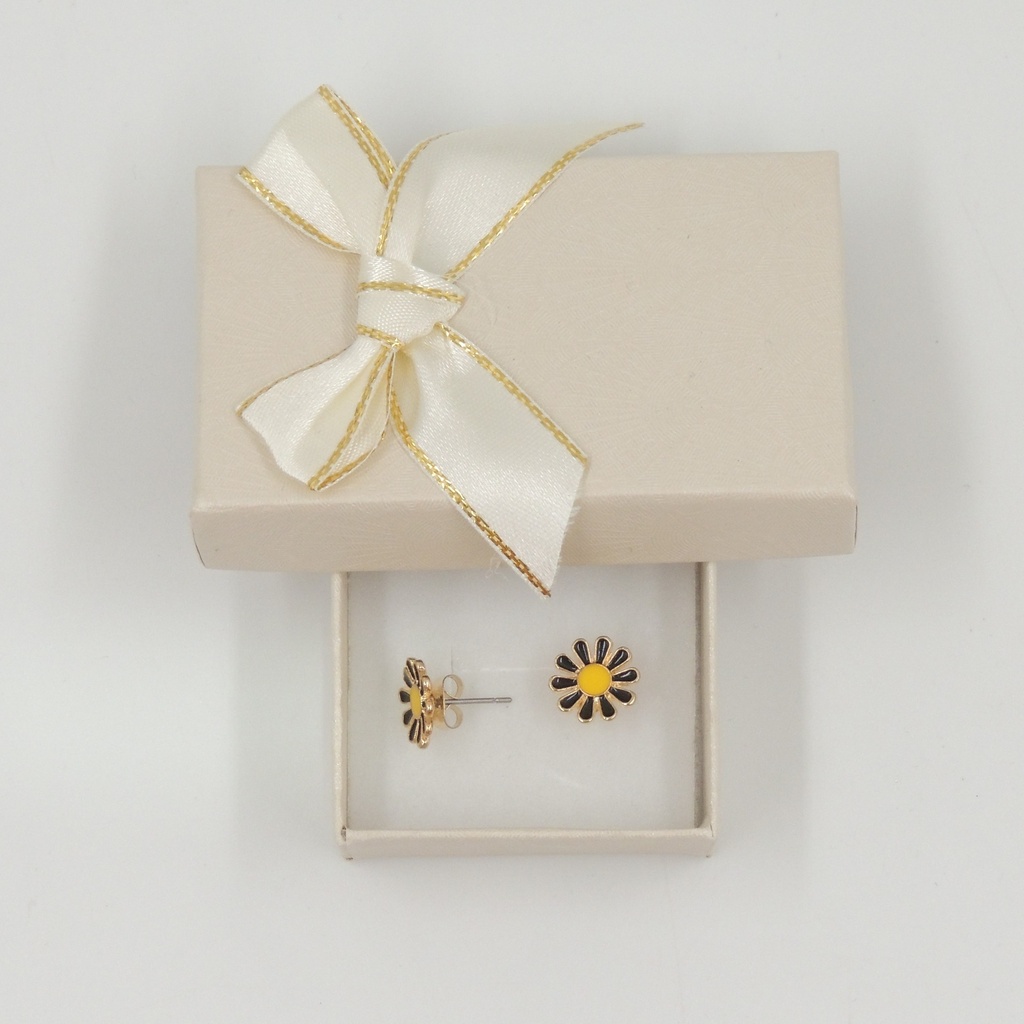 Aro pasante acero dorado margarita