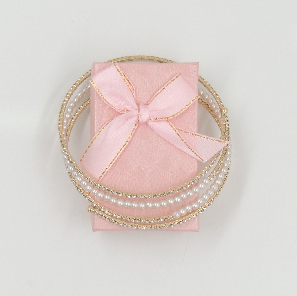 Brazalete bronce triple stras y perla