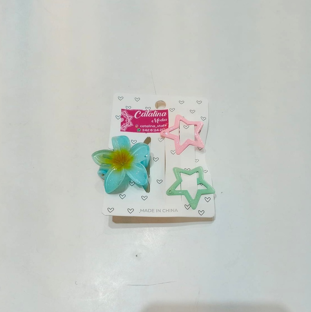 Set de broches y hebillas de flor