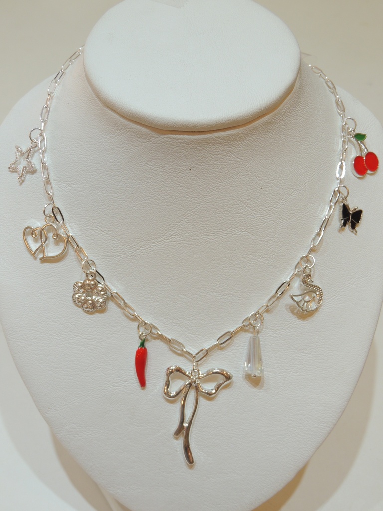 Cadenas acero blanco con dijes surtidos