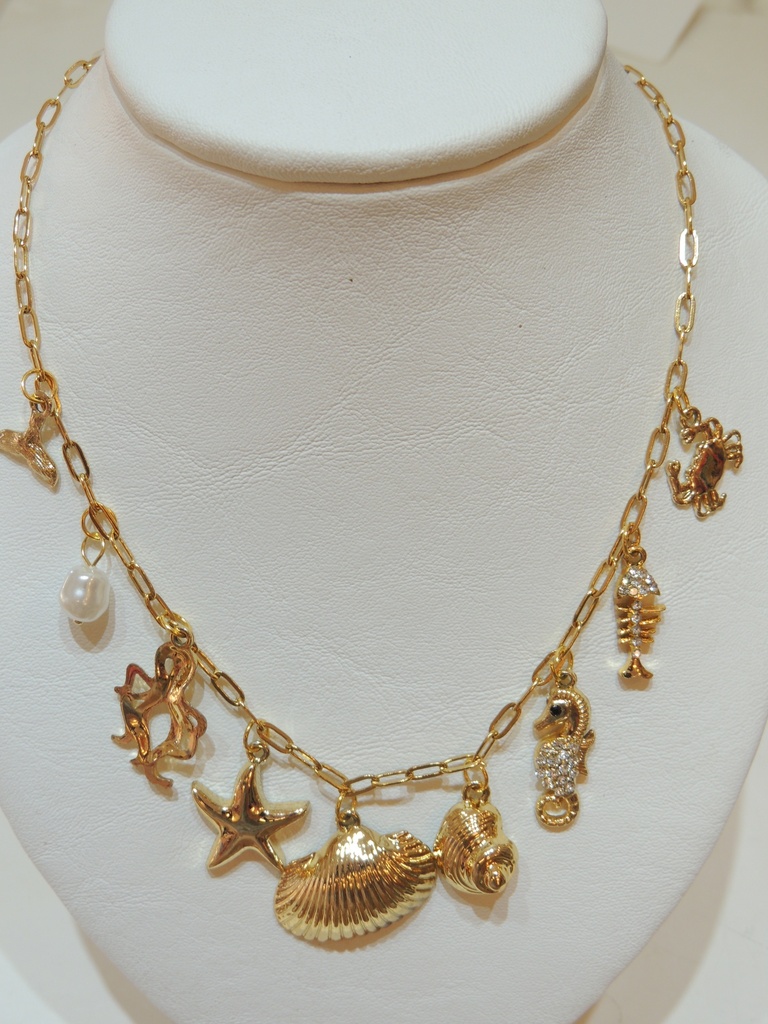 Cadenas acero dorado muchos dijes