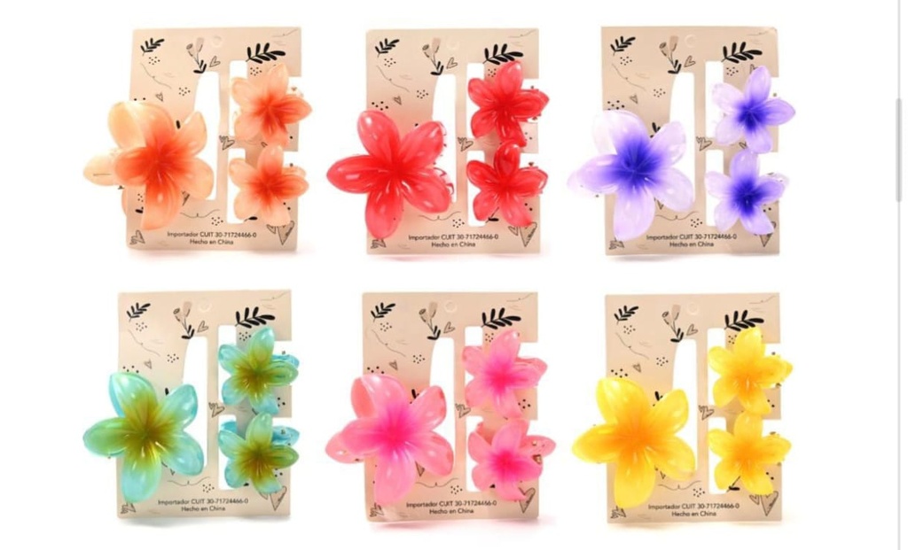 Broches flores de colores x6