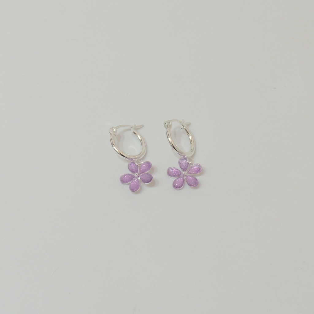 Aro argolla con dije flores (colores surtidos)