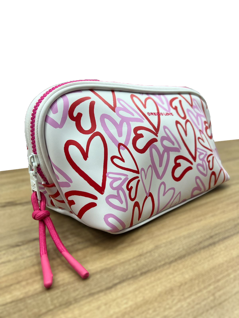 Portacosmeticos Oreiro Love cierre rosado