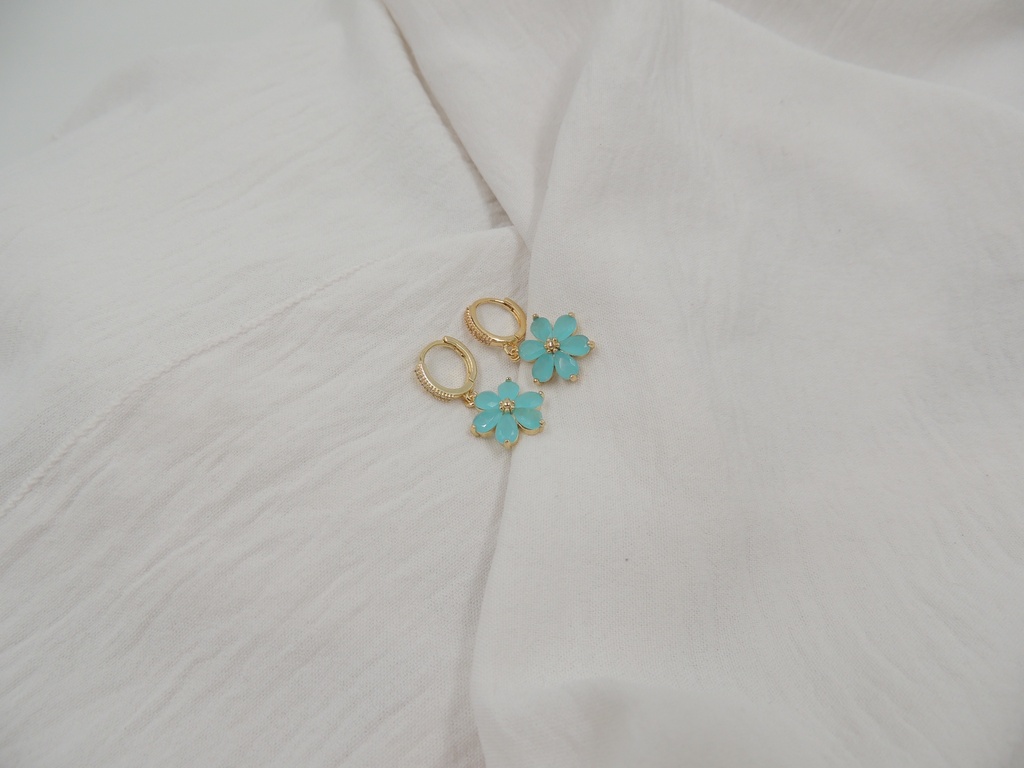 Aro argolla bronce dorado dije flor