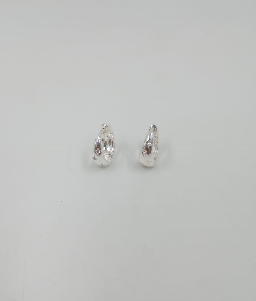 Aro argolla bronce plateado con strass