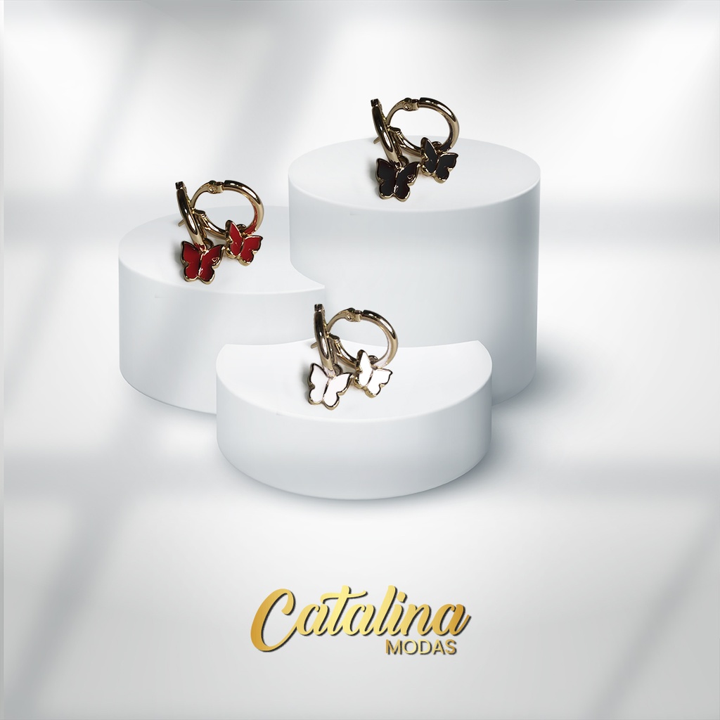 Aro acero dorado argolla dije mariposa