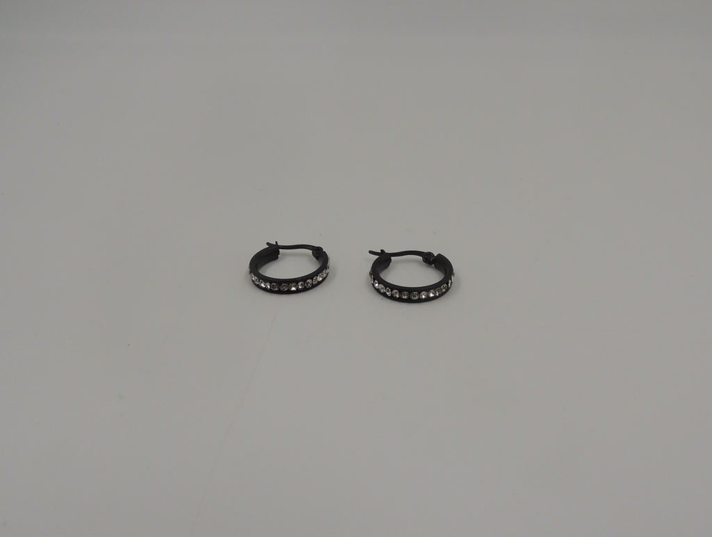 Aro argolla negro con strass