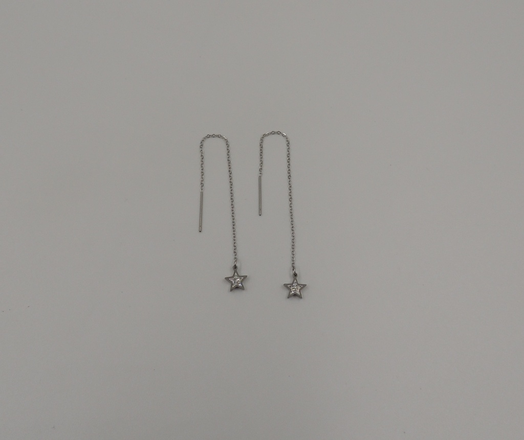 Aro acero strass con cadena pasante