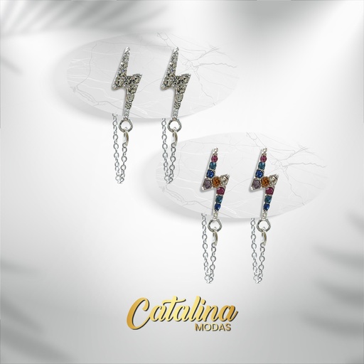 Aro acero blanco rayo con tiras