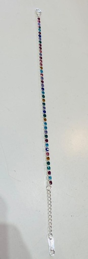 [APU155P] Pulsera acero blanco con strass multicolor