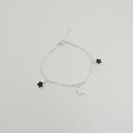 Pulsera acero blanco doble con dije de estrella