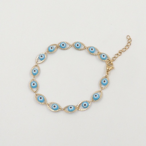 [apudi343d] Pulsera acero dorado con dije ojo