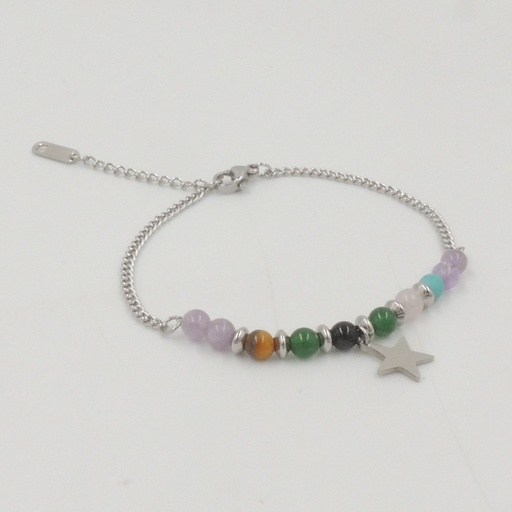 [apudi452] Pulsera acero con piedras de colores
