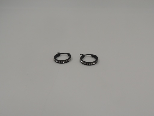 [DJ19-2633-2] Aro argolla negro con strass