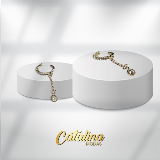 [AR2053D] Aro dorado fantasía decorador con cadena colgante.