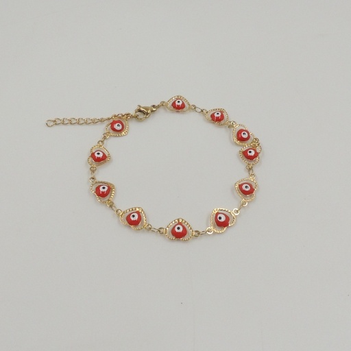 [69121005-2g] Pulsera acero dorado dijes corazón y ojo