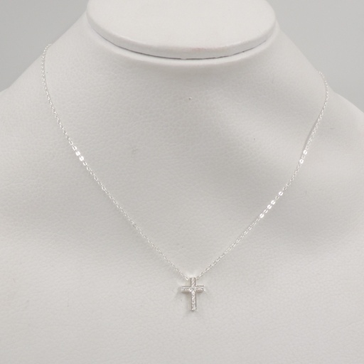 [bzcadi245p] Cadena acero blanco dije cruz con strass