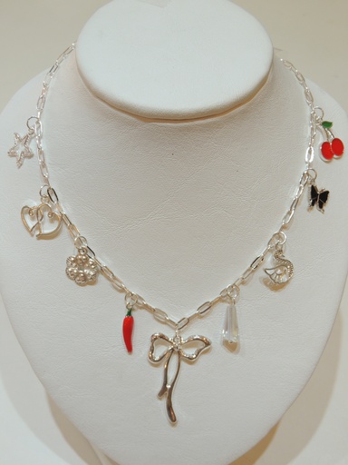 [acadi763] Cadenas acero blanco con dijes surtidos