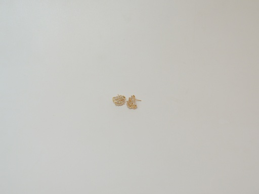 [bzar2219d] Aro pasante bronce dorado doble hoja