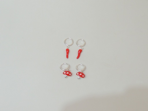 [ar4524p] Aros acero blanco con dijes