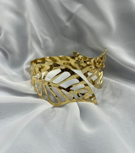 [54390] Brazaletes con forma de hoja dorado y plateado