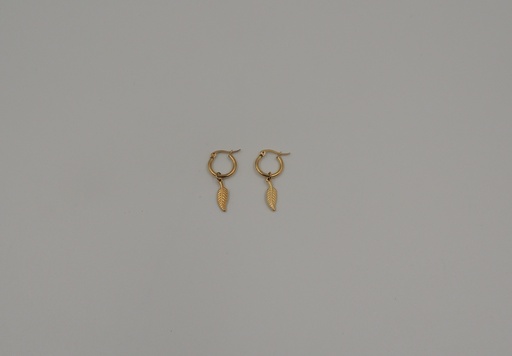 [AR4125D] Aro acero dorado argolla dije hoja