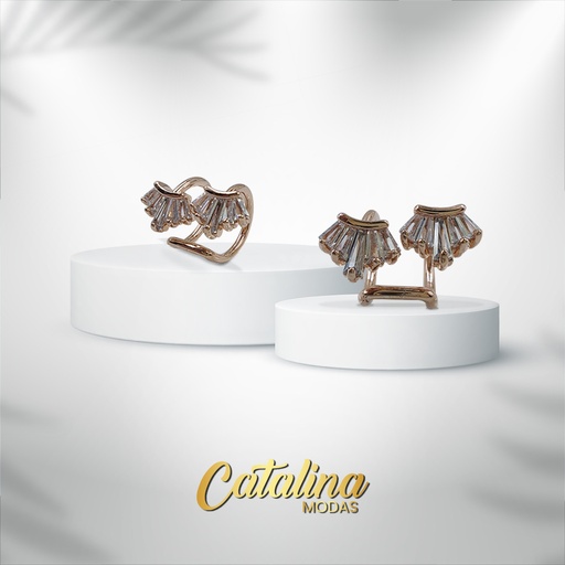 [26-AR591R] Aro acero rosado a presión forma corona