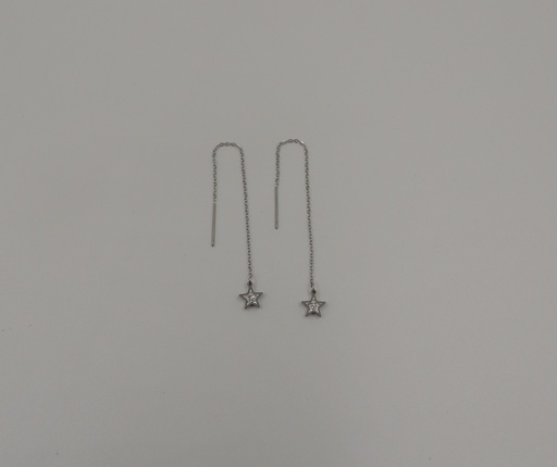 [AR2039] Aro acero strass con cadena pasante