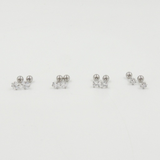 [AR152] Aro acero cubic rosca chico x par